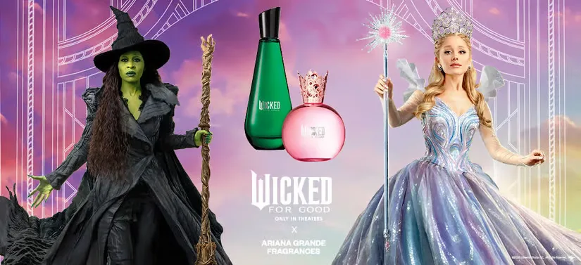 Her ses et "Wicked" banner med to parfumer i midten. 