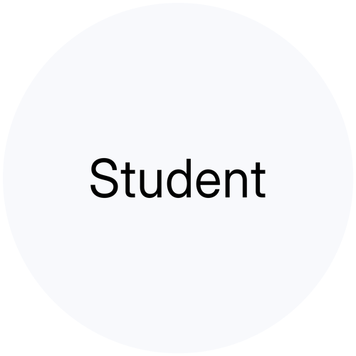  Student sort tekst i lysegrå boble