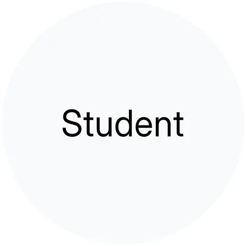  Student sort tekst i lysegrå boble