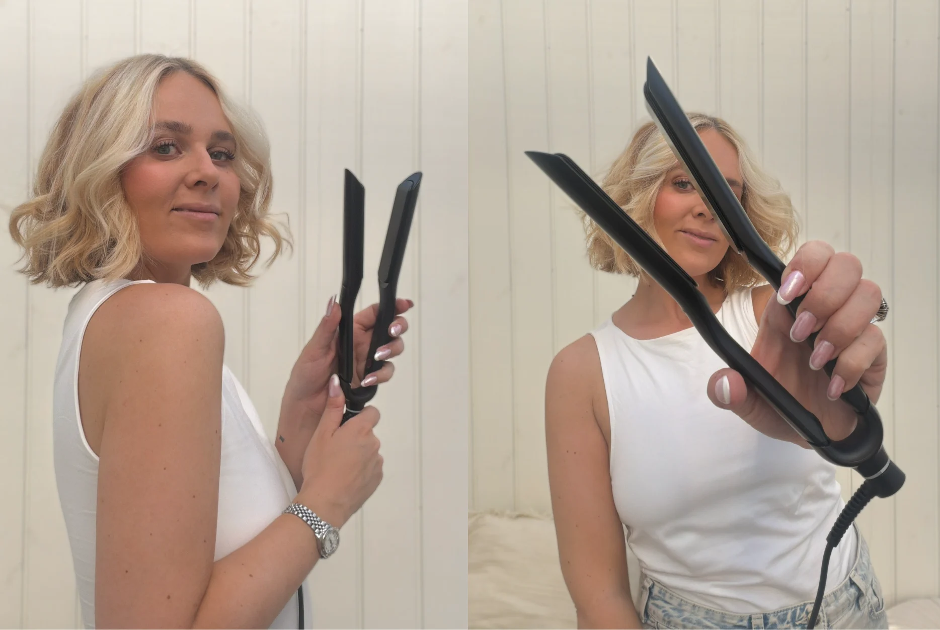 kvinde med ghd produkter