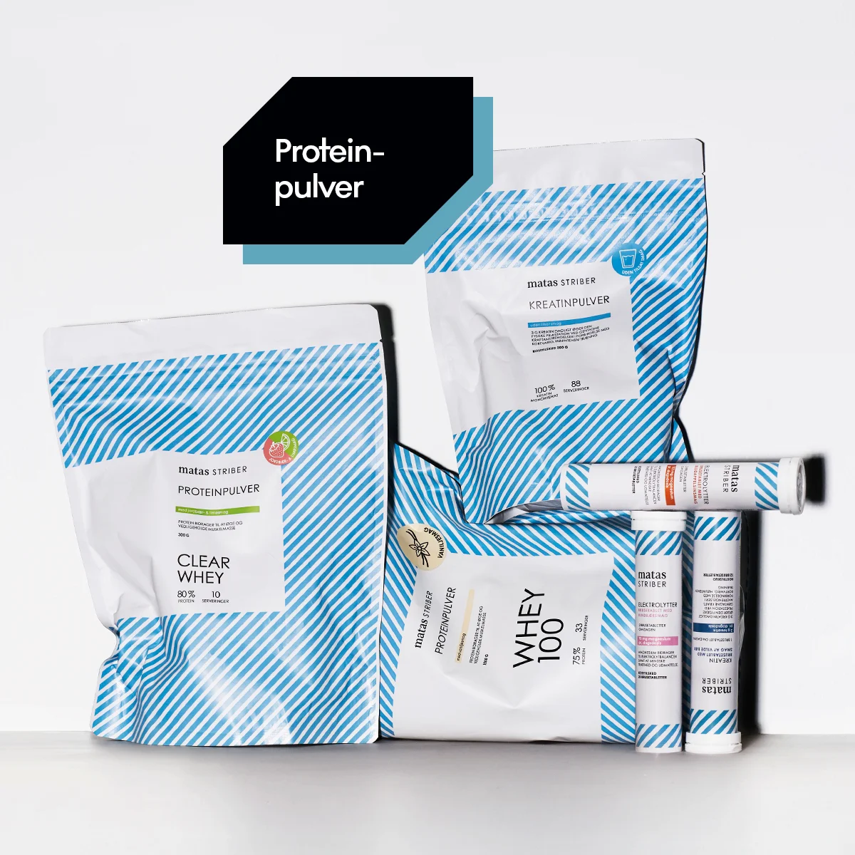 Her ses proteinpulver fra Matas Striber