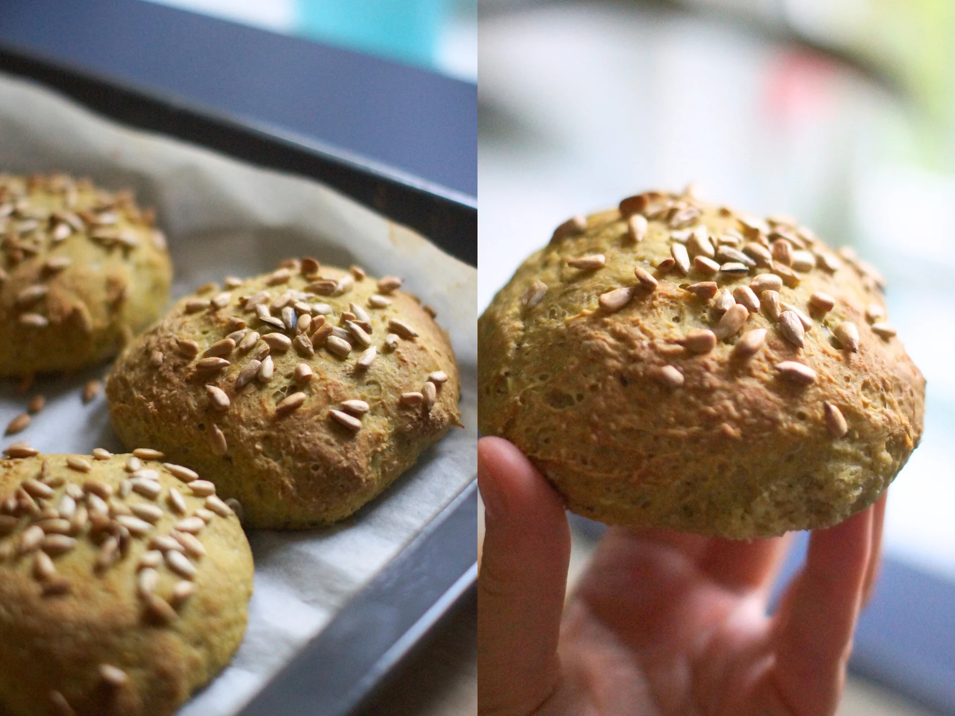 Broccoliboller, der ligger på en bageplade 