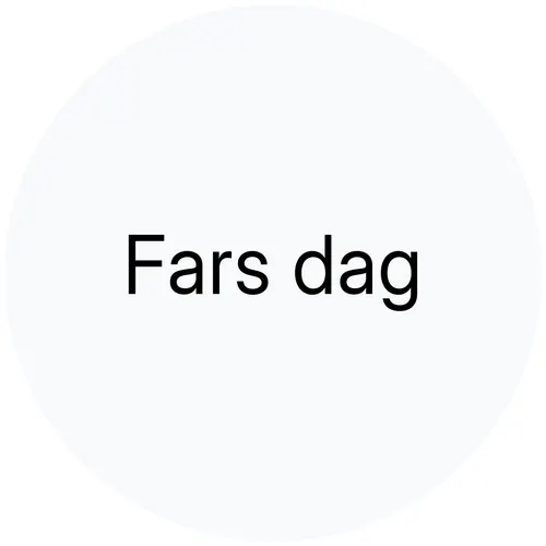 Fars dag sort tekst i lysegrå boble