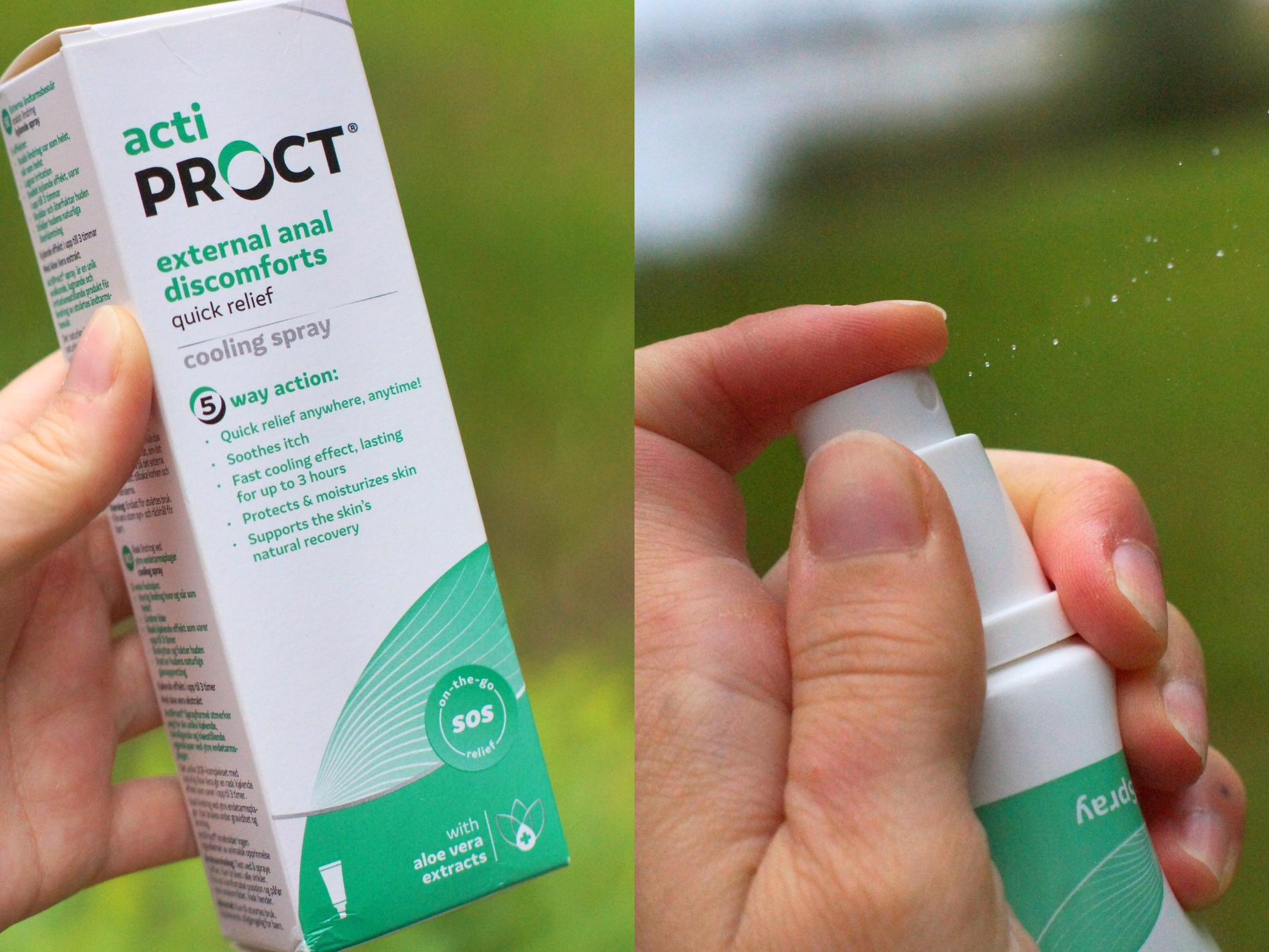 Cooling spray fra ActiProct i hånd