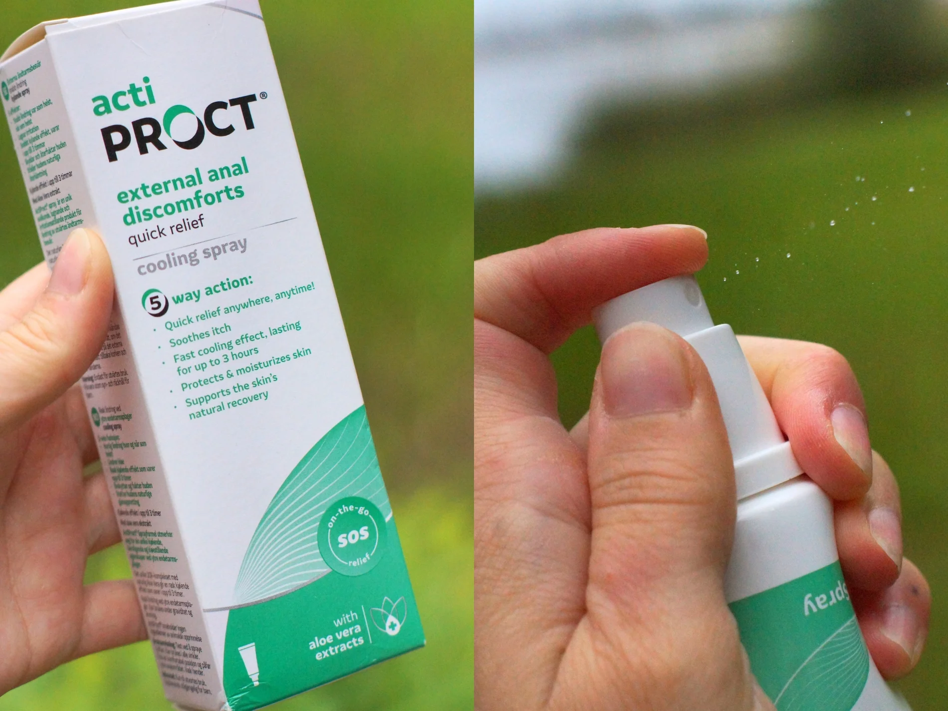 Cooling spray fra ActiProct i hånd