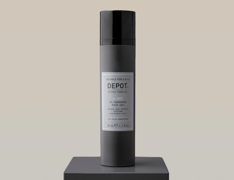 DEPOT. No. 805 No Hangover Face Gel med baobabtræekstrakt, koffein og hyaluronsyre, 50 ml.