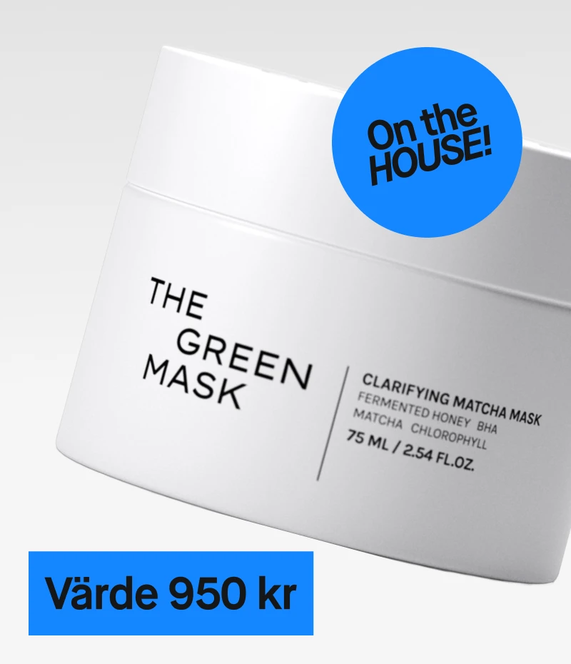 The Green Mask, en clarifying matcha mask med fermenterad honung, BHA, matcha och klorofyll, med ett värde av 950 kr. Gratis för medlemmar.