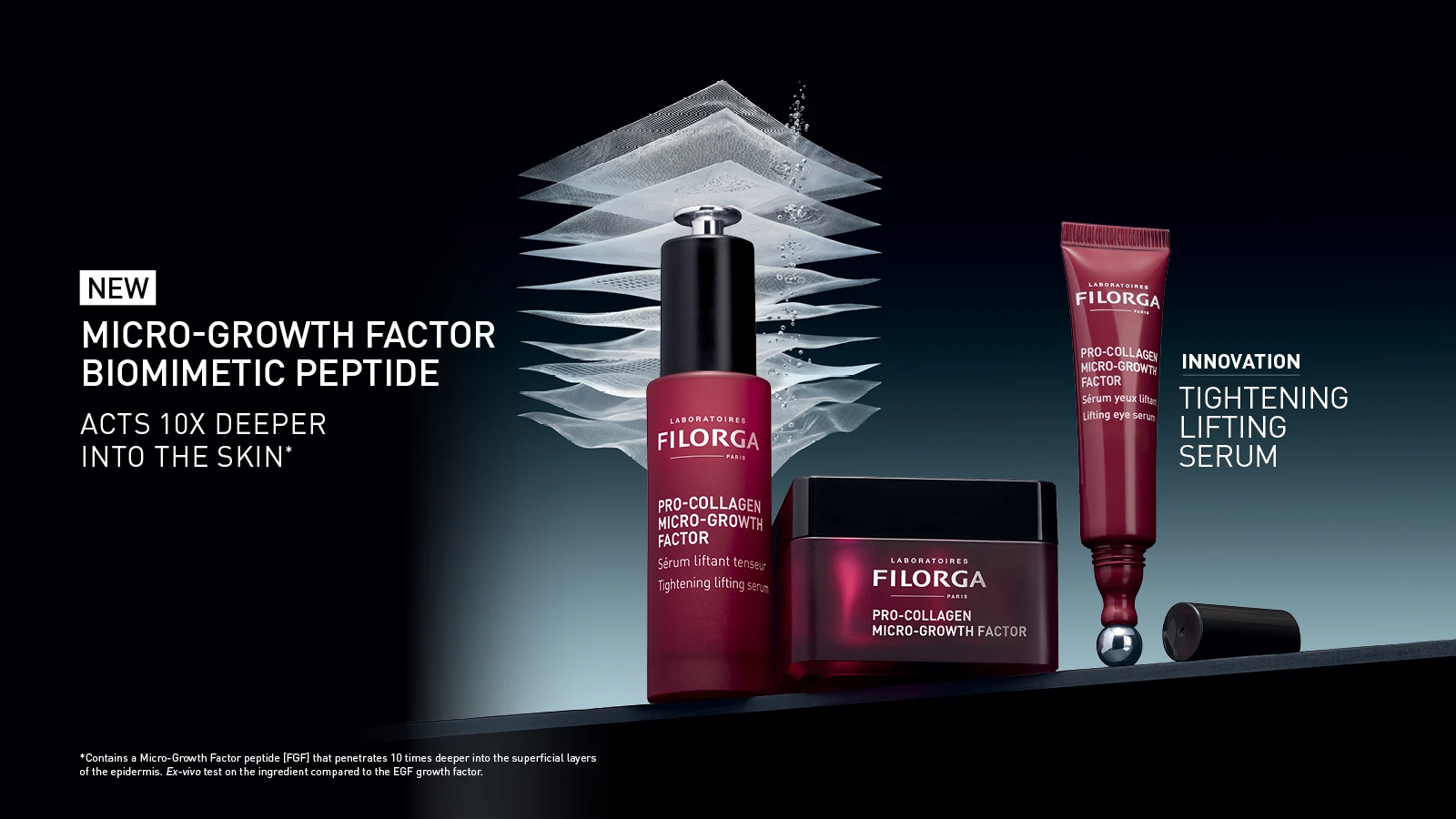 Filorga Pro-Collagen Micro-Growth Factor: Ny peptidbaserad hudvård för 10x djupare uppstramning och lyft av huden.