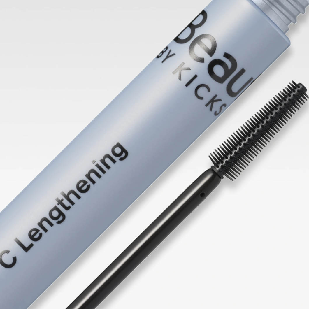 BeautyAct 38°C Lengthening mascara med texten “38°C Lengthening” visas med borste