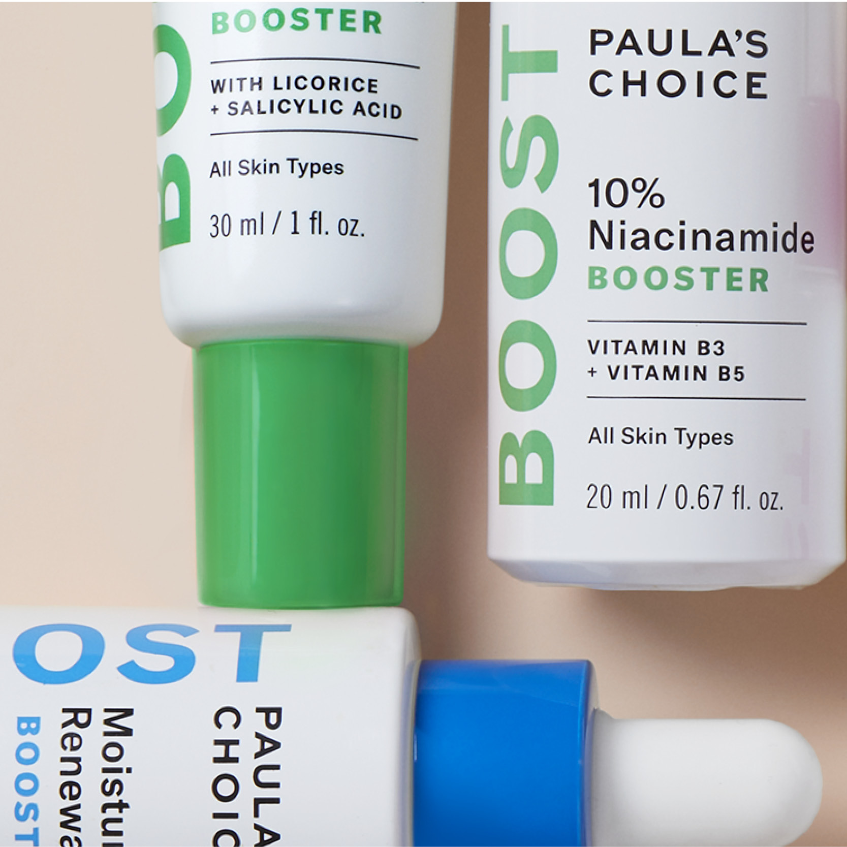 Verenvuotolähikuva Paula's Choicen seerumituotteista.