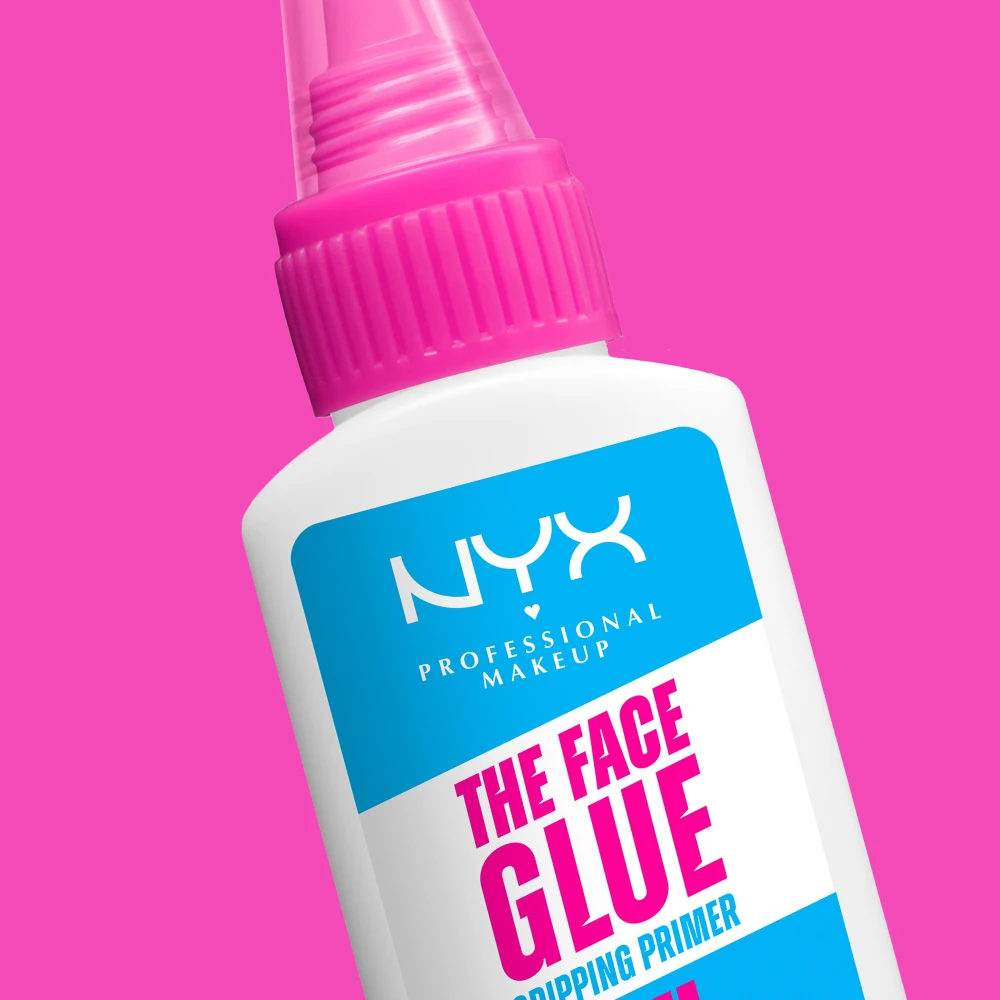 genväg till primer, rosa bakgrund, bild på NYX The Face Glue primer