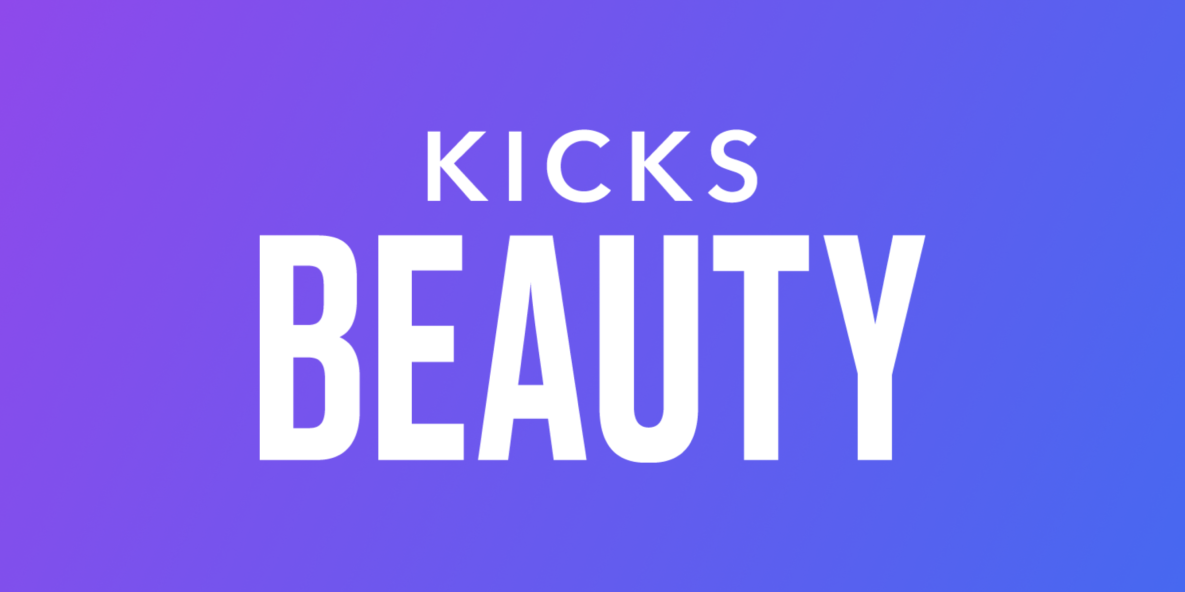 Texten "KICKS" i vitt mot en bakgrund med gradienter i lila, rosa, blå och orange nyanser.