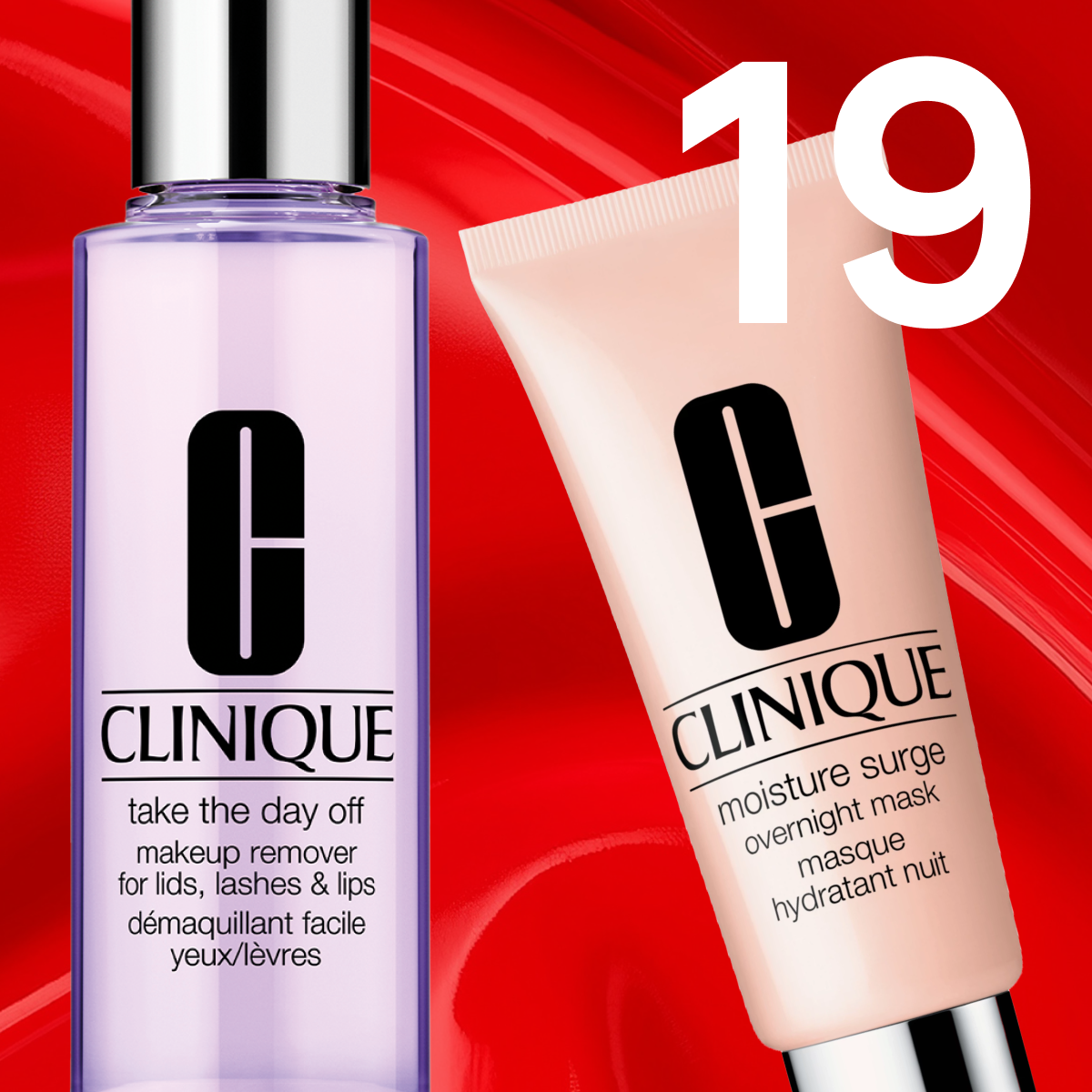 50 % rabatt på dessa två Clinique-produkter för medlemmar: Moisture Surge Overnight Mask och Take The Day Off Makeup Remover.