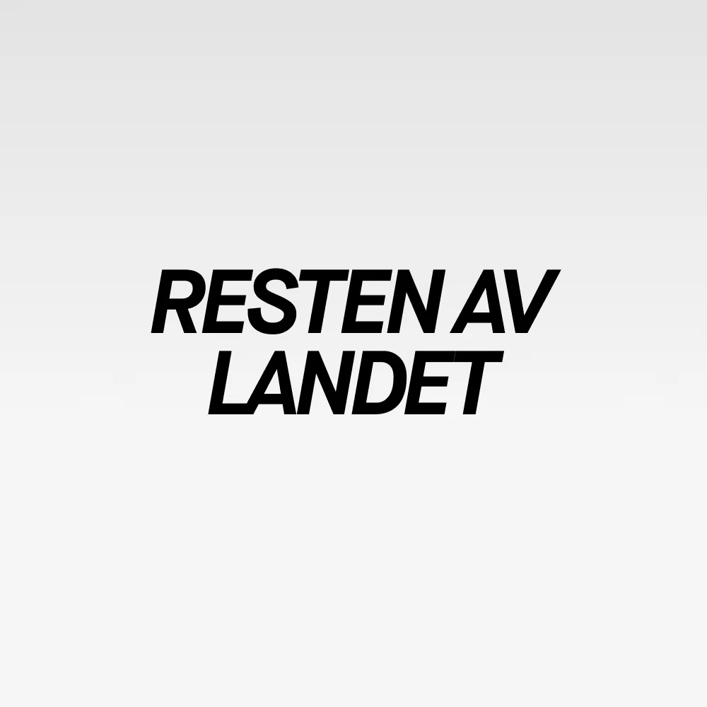 Teksten 'resten av landet' i svart på en hvit bakgrunn.