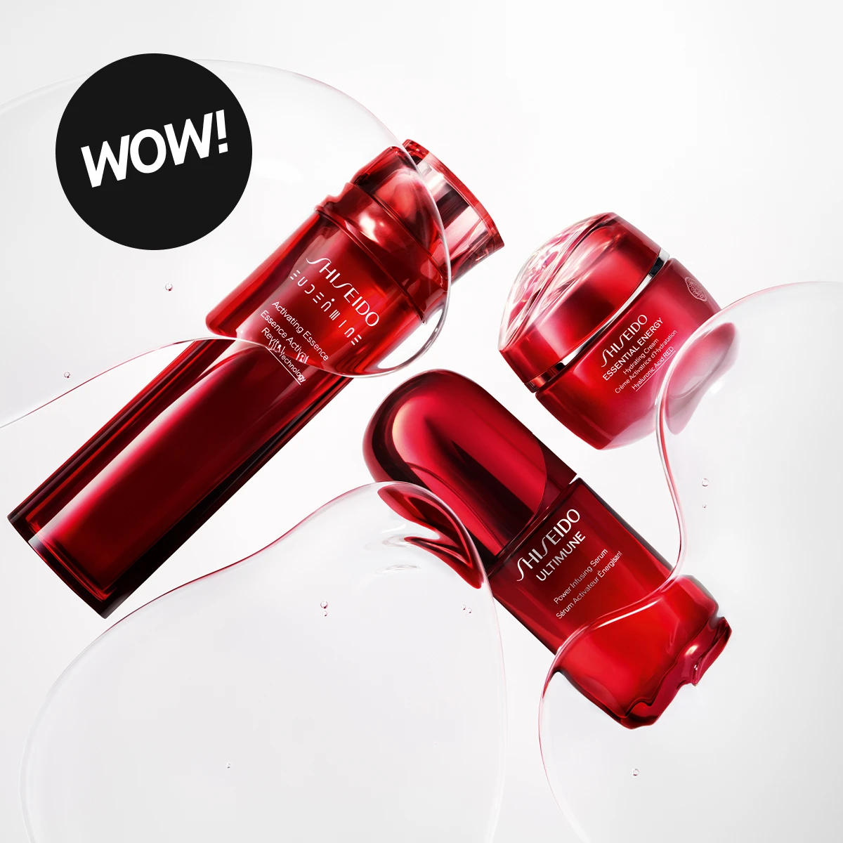 Produkter fra Shiseido i rødt