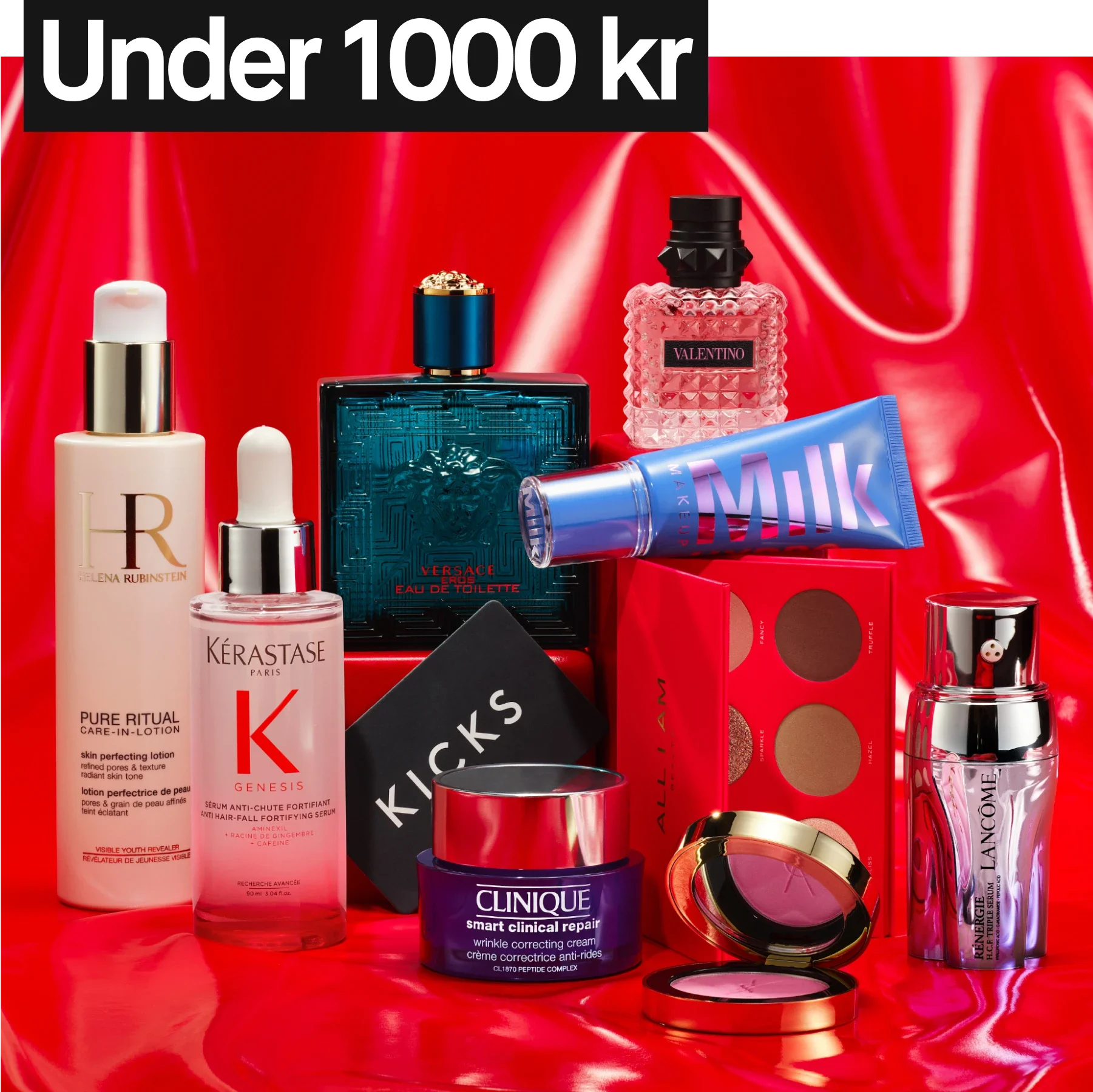 Merry kicks-mas! produkter og personer med julerød bakgrunn