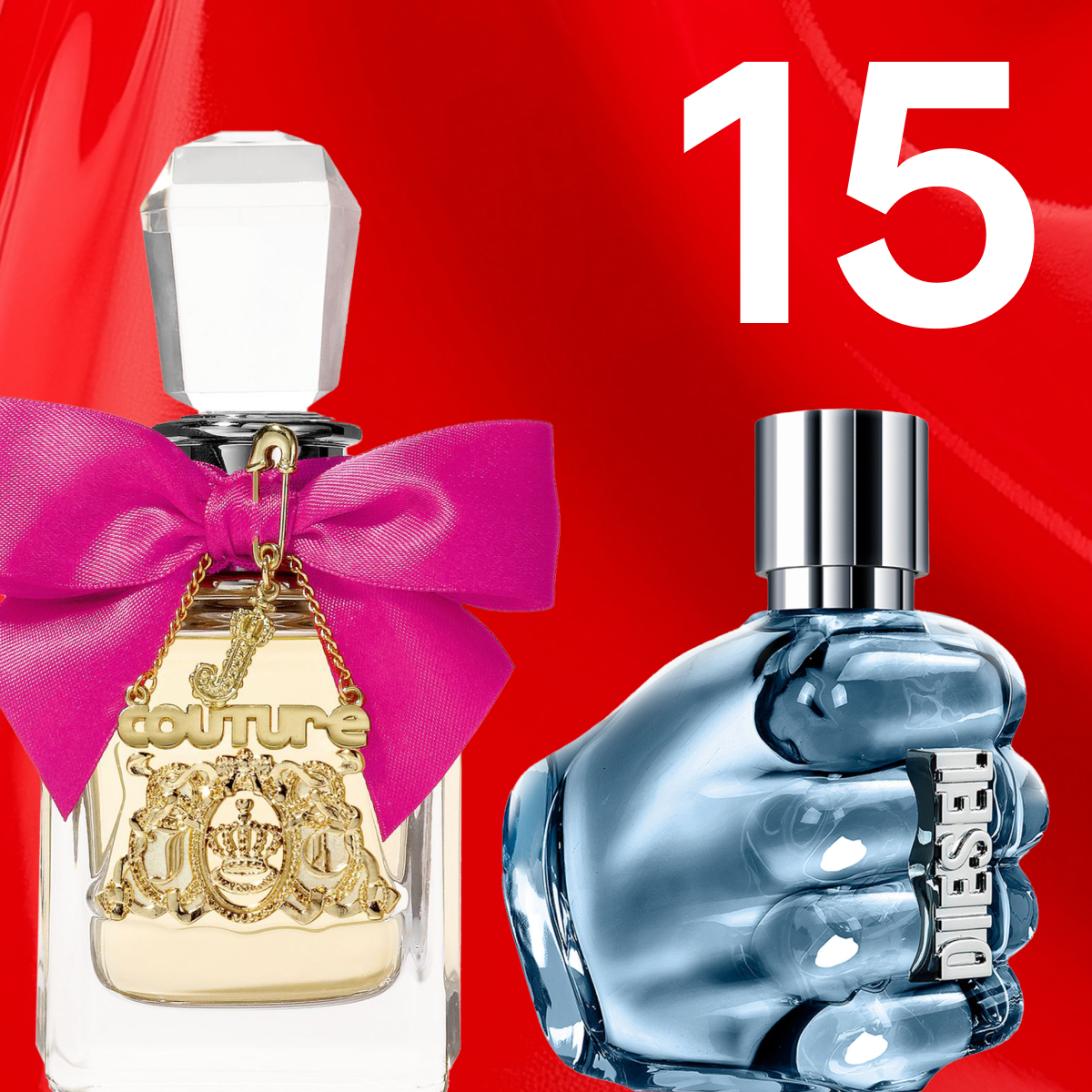 50 % rabatt på disse to parfymene for medlemmer: Juicy Couture og Diesel.