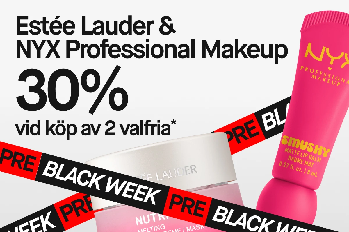 22/11: 30% rabatt vid köp av två. Estée Lauder -mjuk fuktighetskräm/mask och NYX -matt läppbalsam.