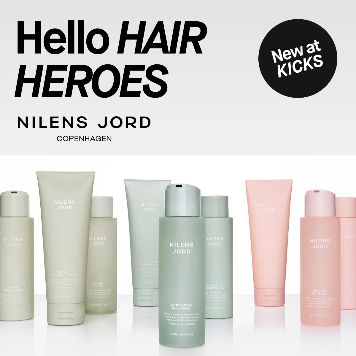 Hello HAIR HEROES! Nilens Jord hårvårdsprodukter (schampo, balsam, masker) är nya på KICKS.