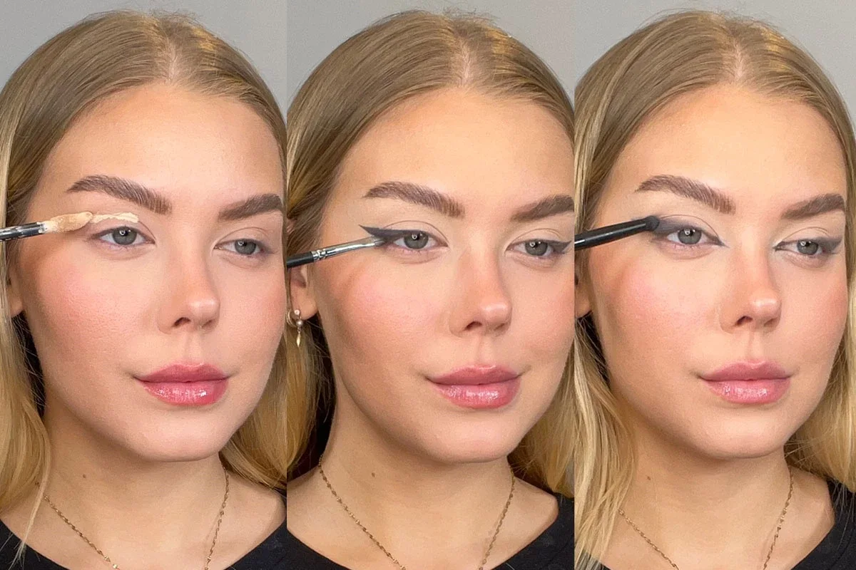 Kvinne som påfører eyeliner.