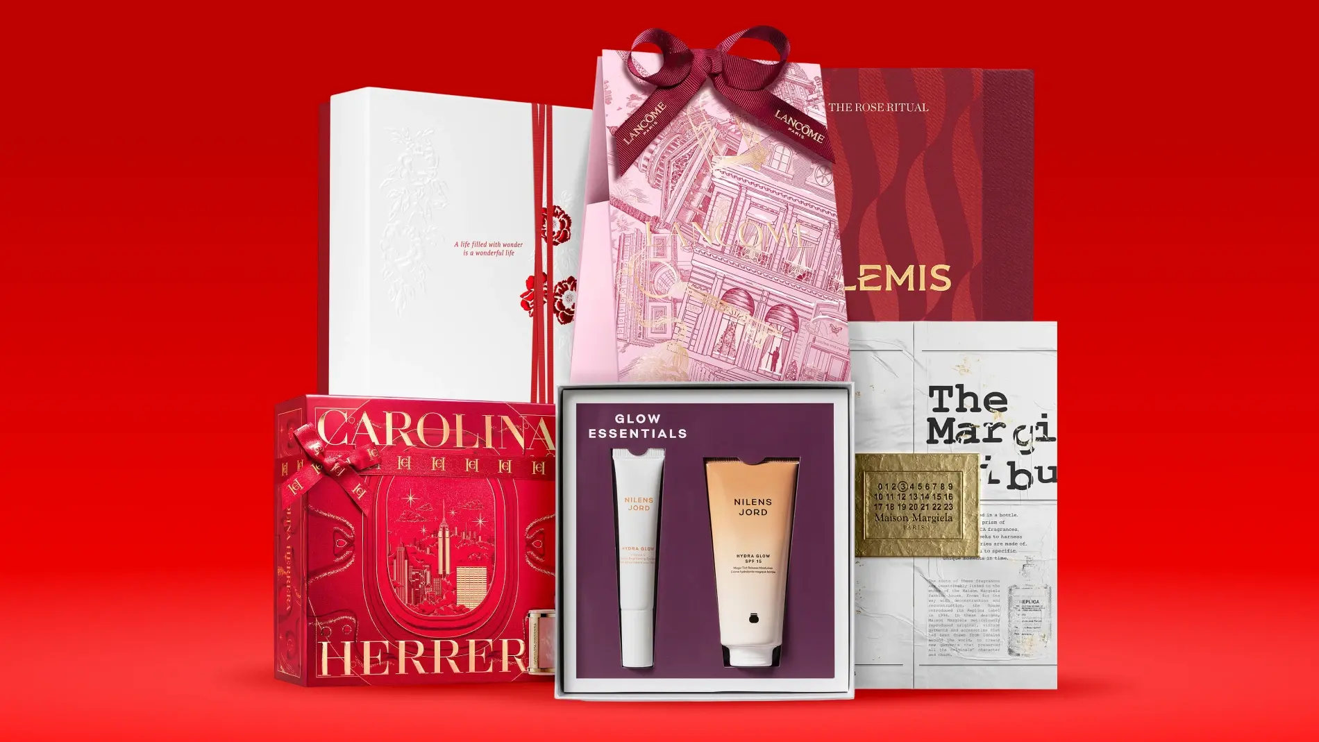 Lyxiga skönhetsgåvoset från Lancôme, Carolina Herrera, Nilens Jord, Elemis och Maison Margiela.
