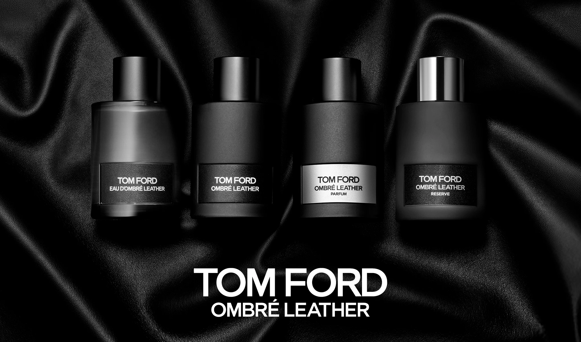 Tom Ford Eau D'Ombré Leather, Tom Ford Ombré Leather, Tom Ford Ombré Leather Parfum, Tom Ford Ombré Leather Reserve sekä Tom Ford Ombré Leather.