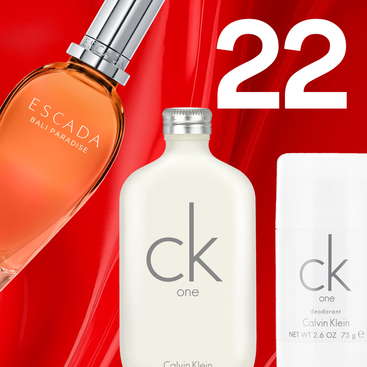 40-50 % rabatt på disse produktene for medlemmer: Calvin Klein CK One parfyme og deodorant samt Escada parfyme.