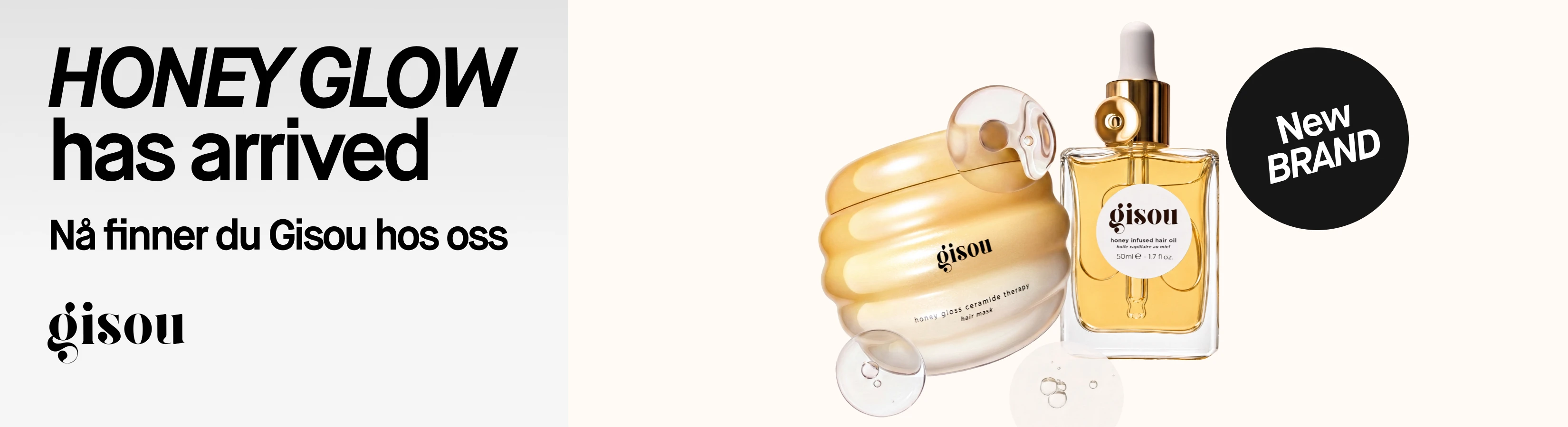 HONEY GLOW has arrived. Nå finner du Gisou hos oss. Gisou honey gloss ceramide therapy hair mask og Gisou honey infused hair oil 50ml - 1.7 fl oz. New BRAND.