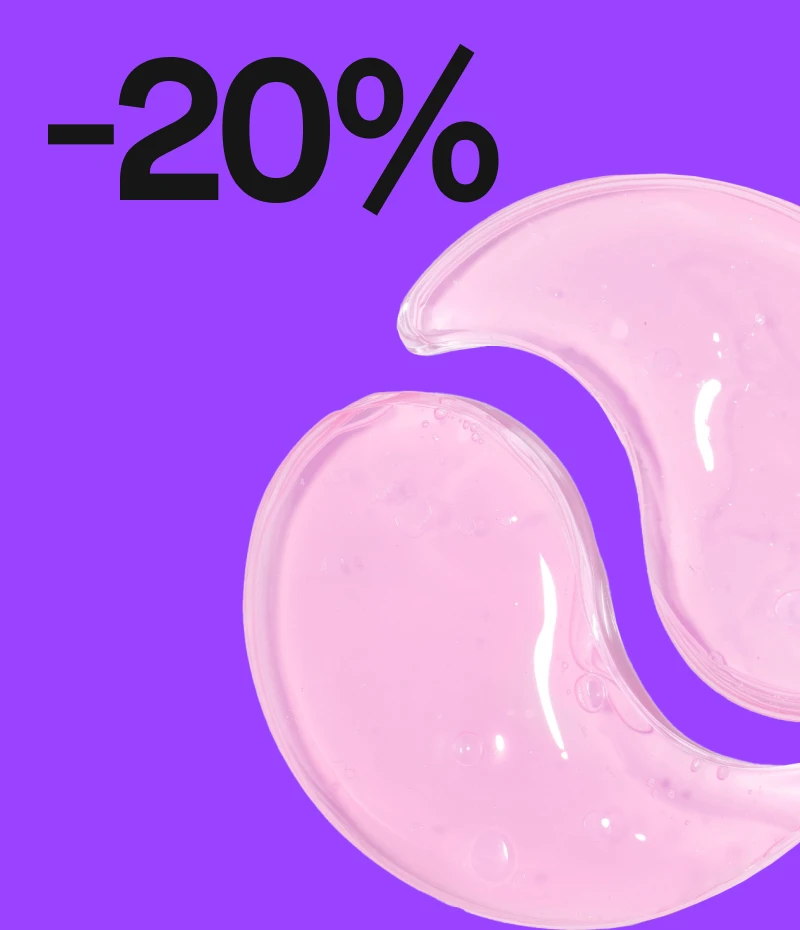 Vaaleanpunaiset geelimäiset silmälaput, 20% alennus.