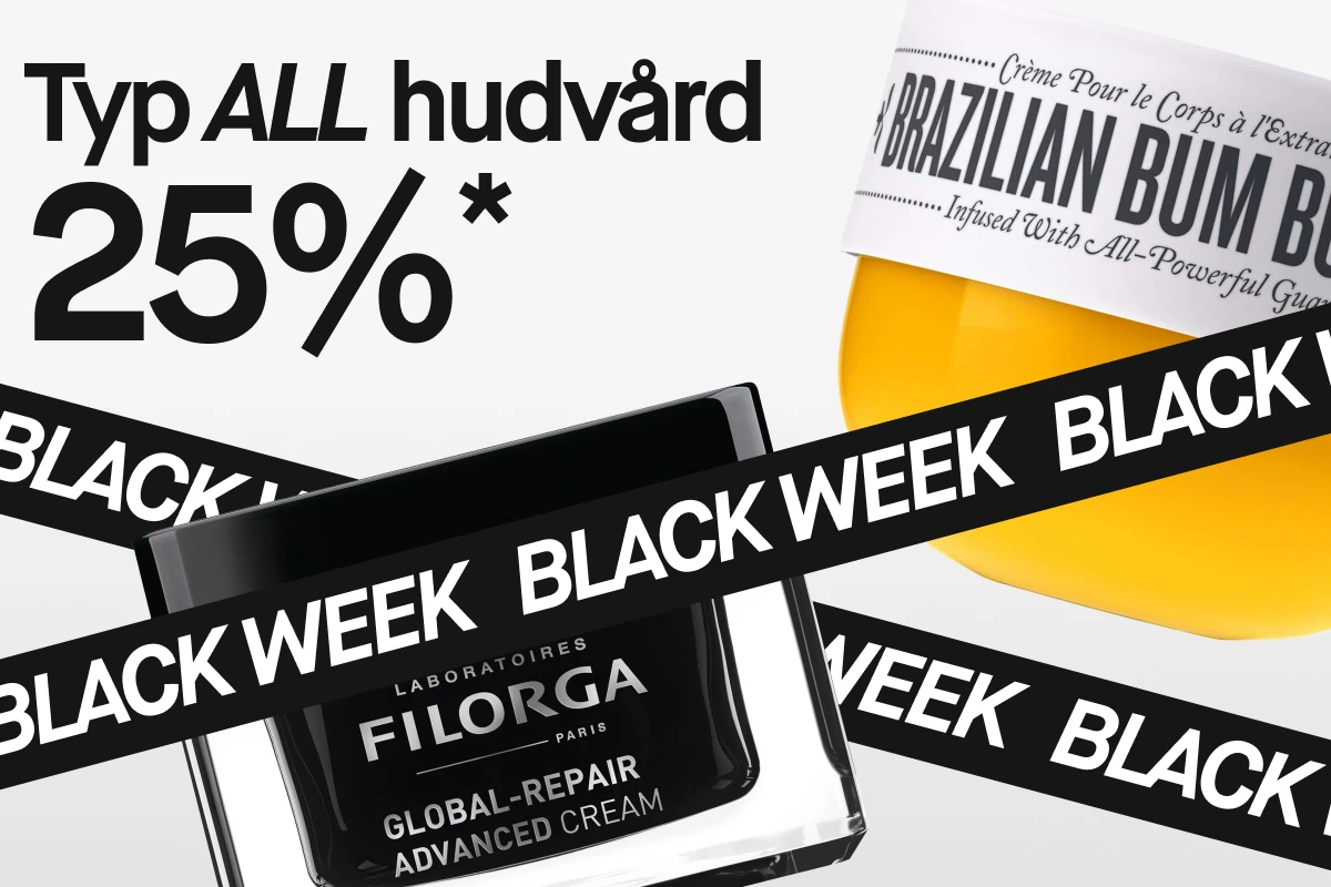 25% rabatt på typ all hudvård för medlemmar under Black Week. Filorga och Brazilian Bum Bum Cream ingår i erbjudandet.