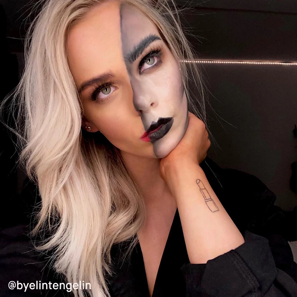  @byelintengelin i läskig och inspirerande halloweensminkning.