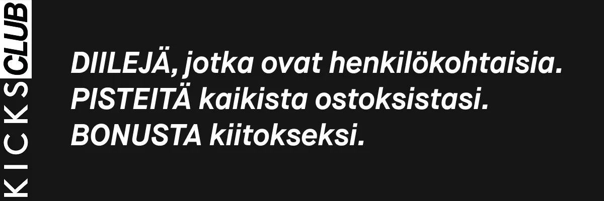 Mustalla taustalla teksti: ”Diilejä, jotka ovat henkilökohtaisia. Pisteitä kaikista ostoksistasi. Bonusta kiitokseksi.”