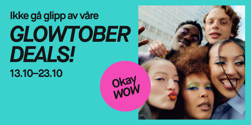 En gjeng mennesker som feirer våre "glowtober-deals" fra 13.10-23.10
