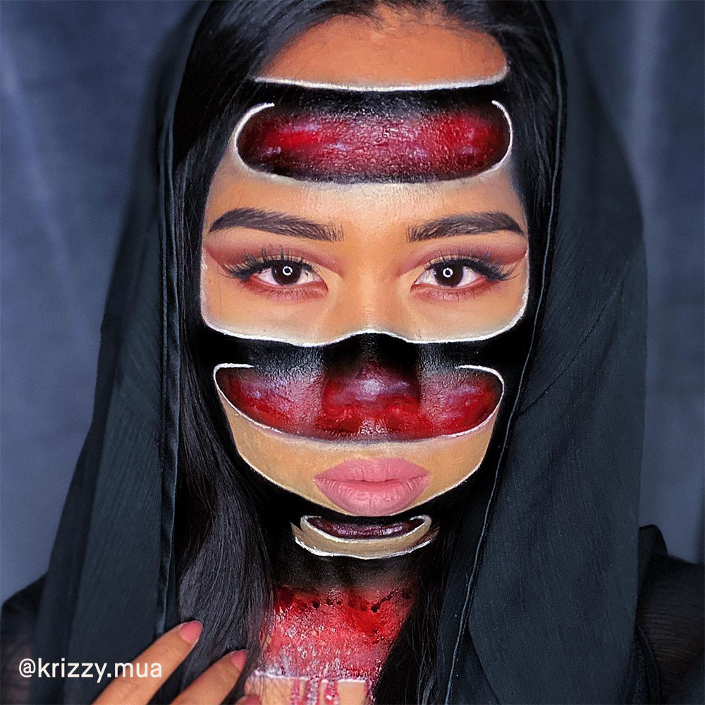 @krizzy.mua pelottavassa Halloween-meikissä.
