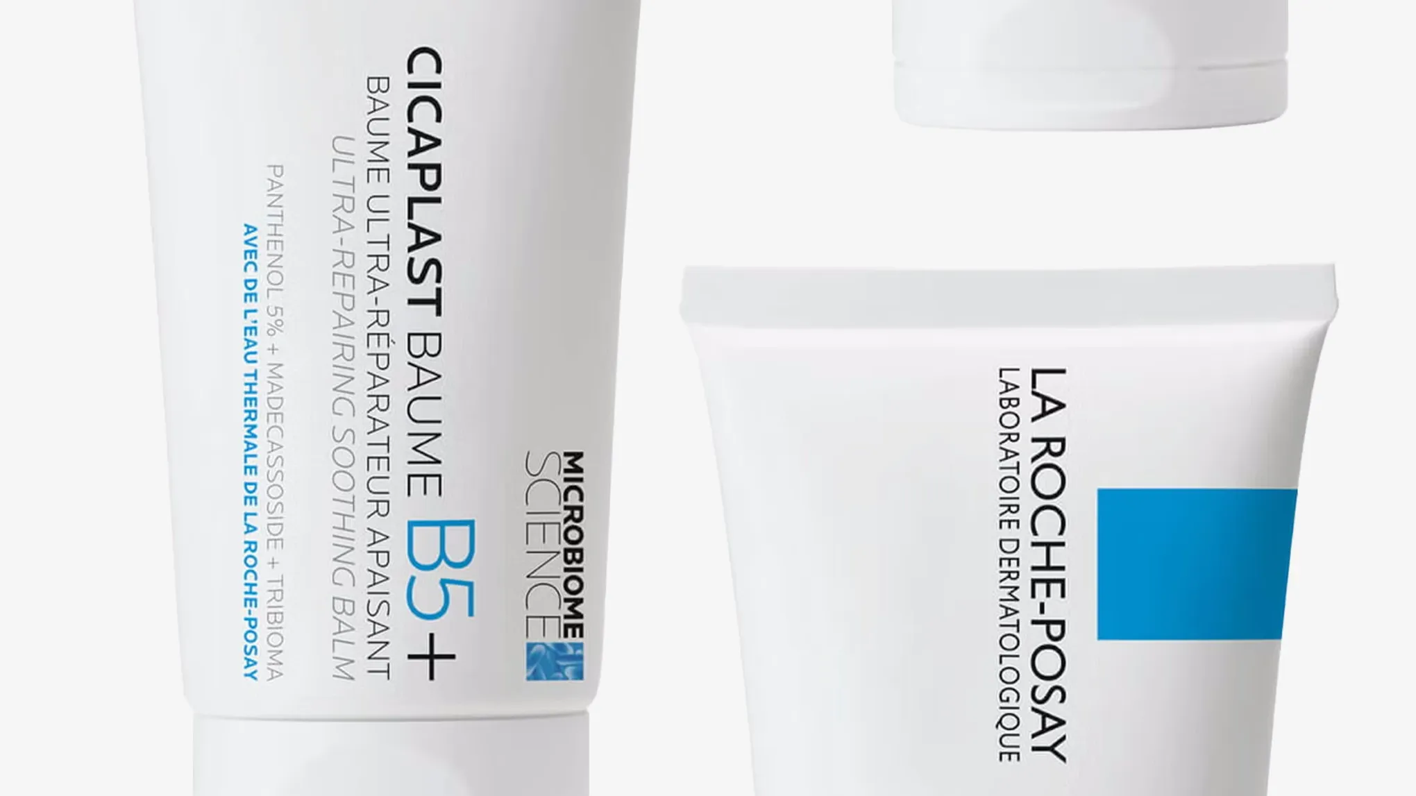 Två stycken Cicaplast Baume B5 av La Roche-Posay placerade mot en vit bakgrund.