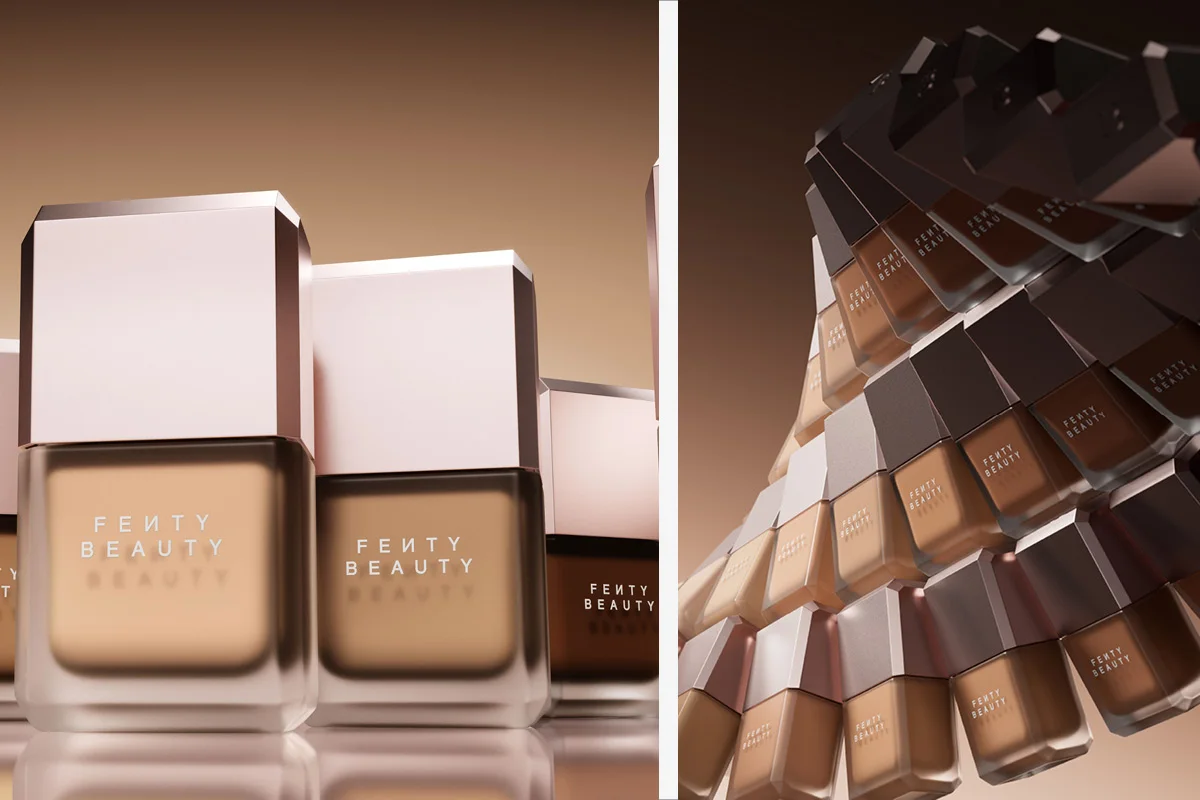 Foundations från Fenty Beauty i flera olika nyanser.