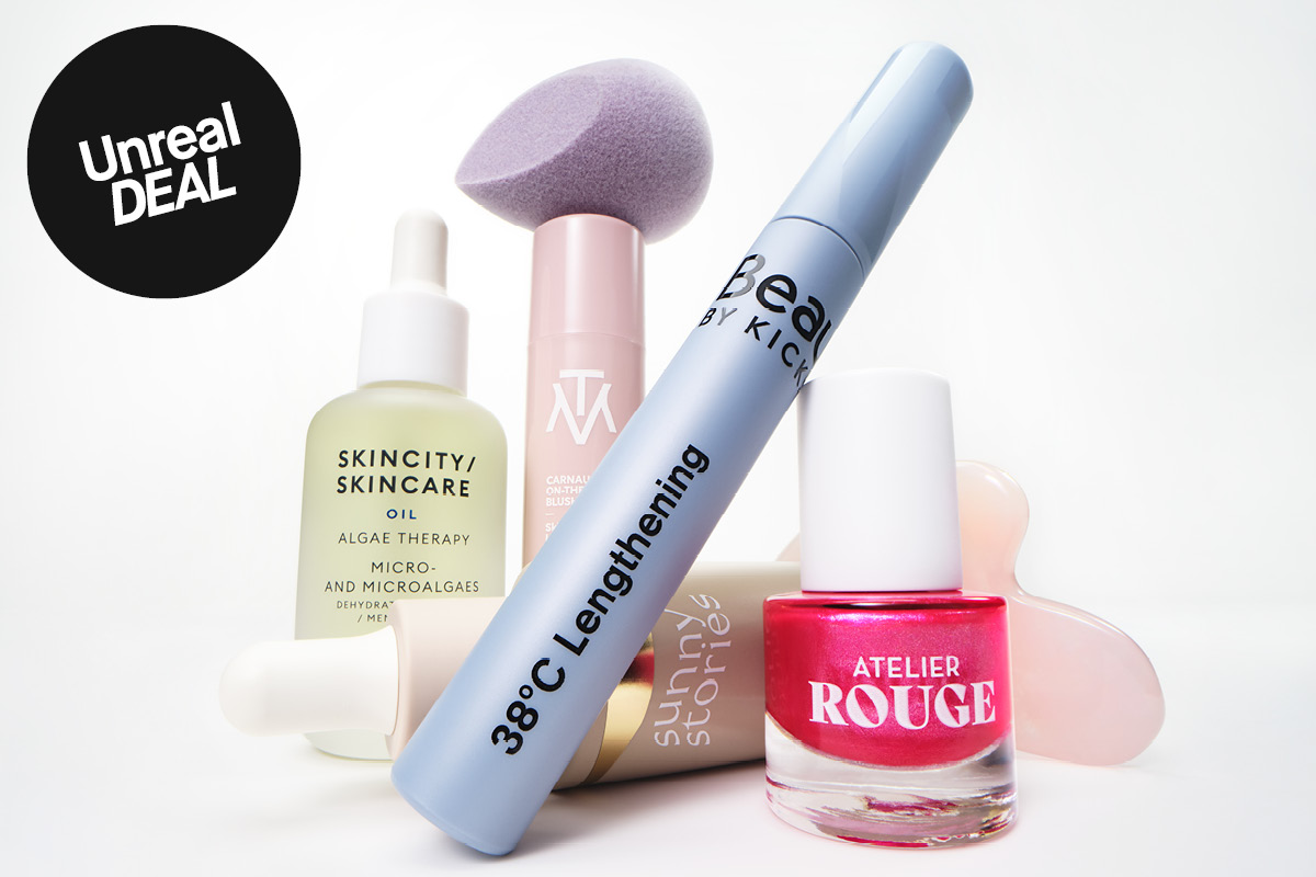 ulike produkter fra kicks sine egne merker som beautyact, skincity skincare