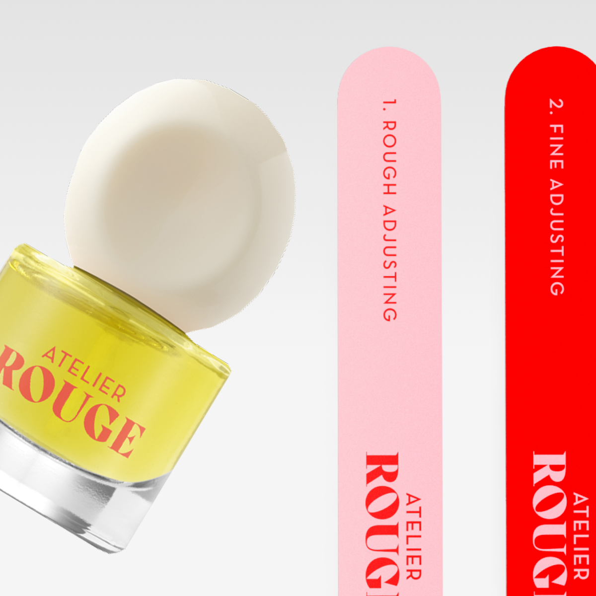 Atelier Rouge nagelvårdsprodukter: nagelolja och två nagelfilar.