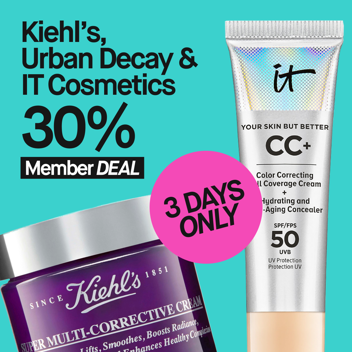 Kiehl’s, Urban Decay & IT Cosmetics 30% rabatt,