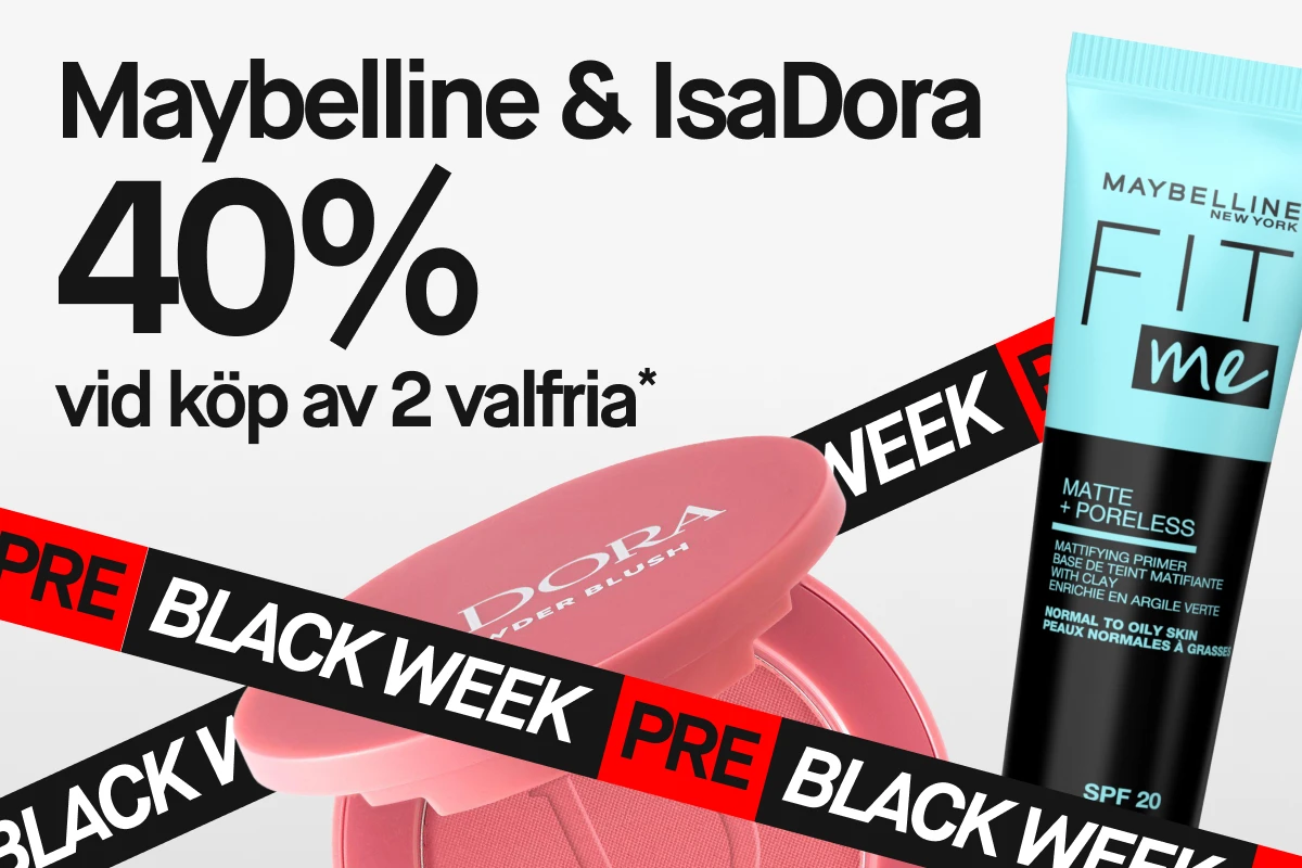 Maybelline och IsaDora med 40% rabatt vid köp av minst två. Pre-Black Week-kampanj.