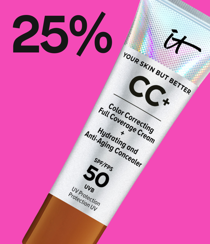 Urban Decay sminkeprodukt med 25% rabatt på rosa bakgrunn