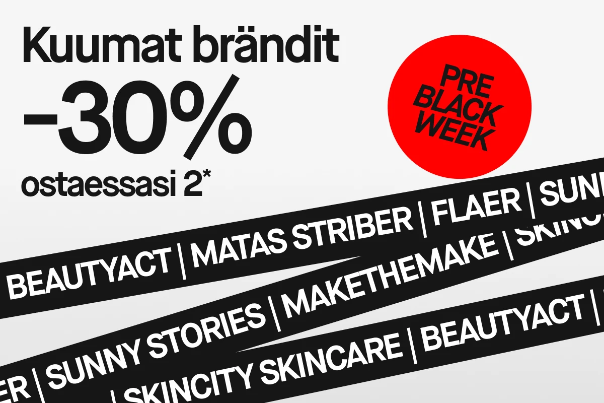 Kuuma merkit 30% alennuksella, kun ostat vähintään kaksi. Pre-Black Week -kampanja.