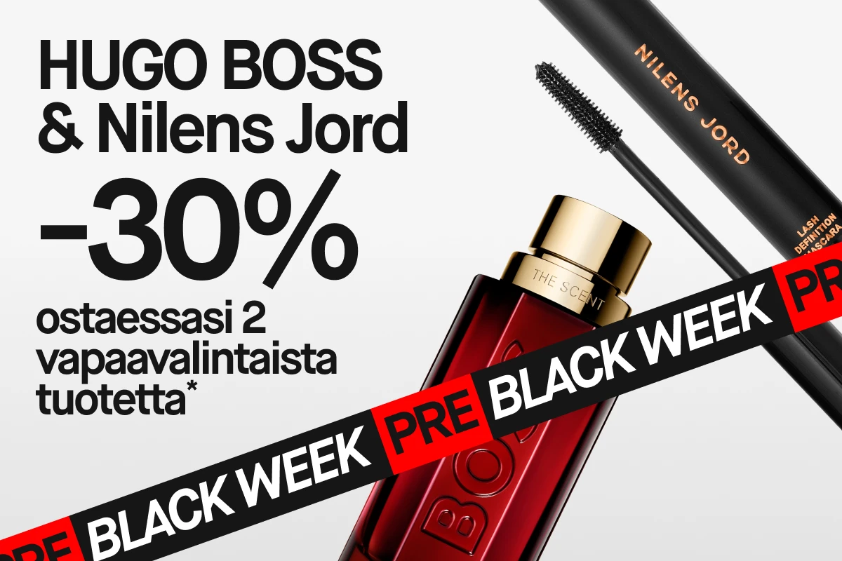19/11: 30% alennus, kun ostat kaksi. Hugo Boss -tuoksu ja Nilens Jord -ripsiväri.