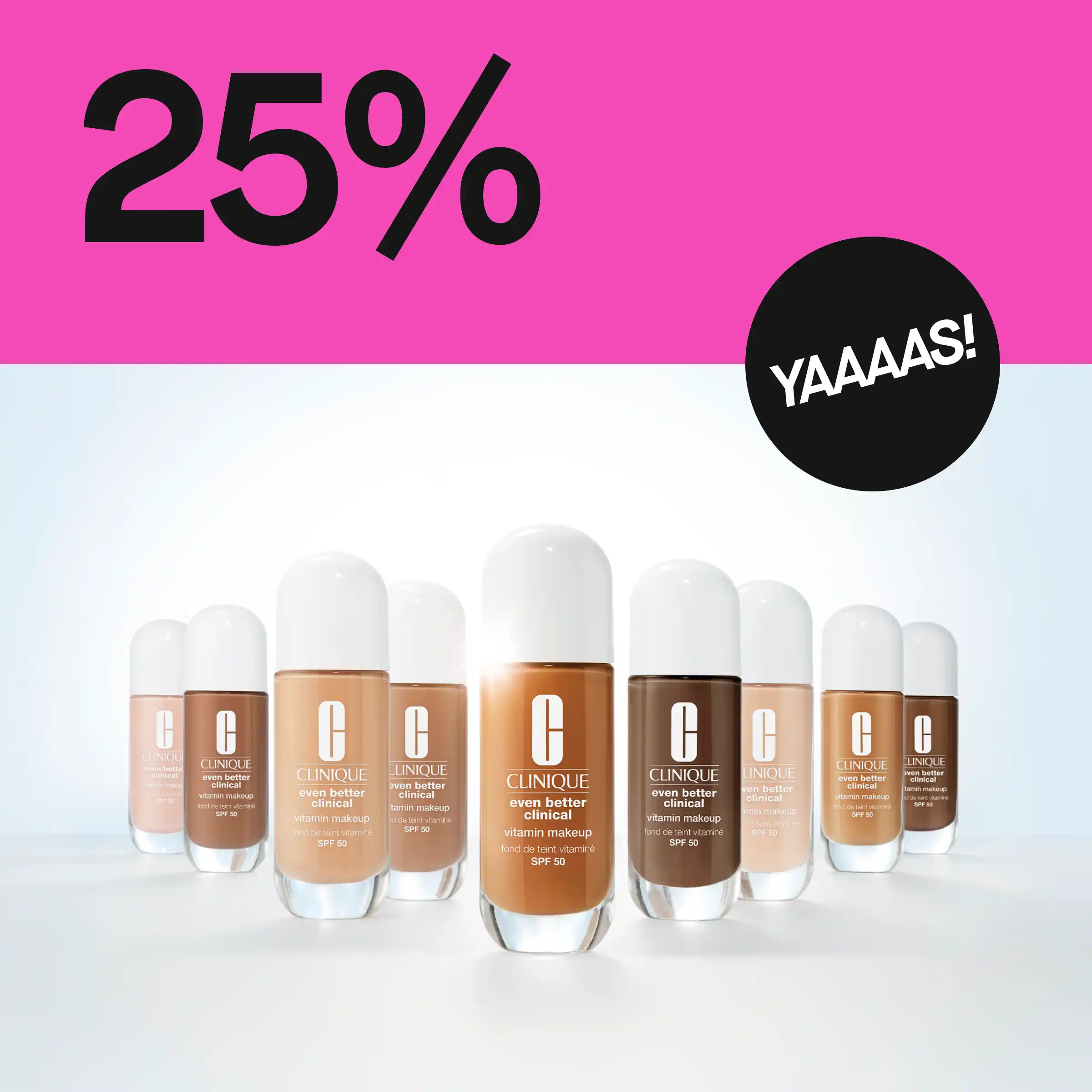 Foundation fra Clinique i ulike hudtoner til 25%