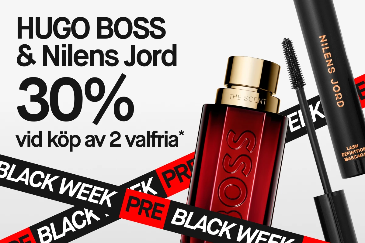19/11: 30% rabatt vid köp av två. Hugo Boss-parfym och Nilens Jord-mascara.