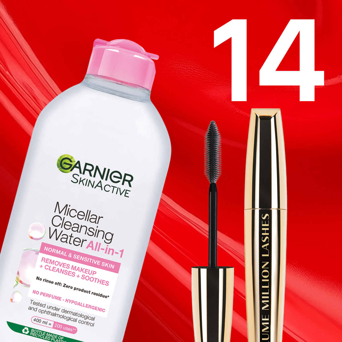 50 % rabatt på dessa två produkter för medlemmar: Garnier Micellar Cleansing Water och L'Oréal Paris mascaror.