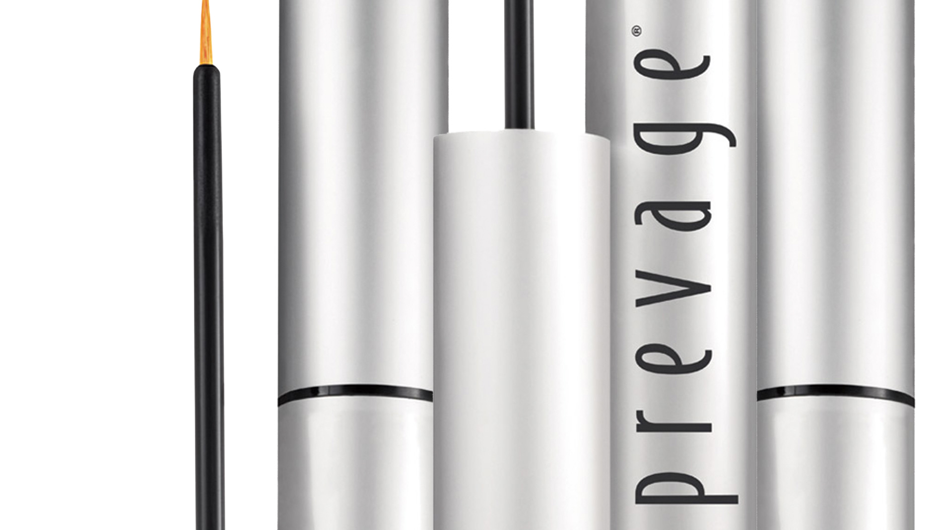 Ett par Prevage-produkter från Elizabeth Arden placerade intill varandra, mot en vit bakgrund.