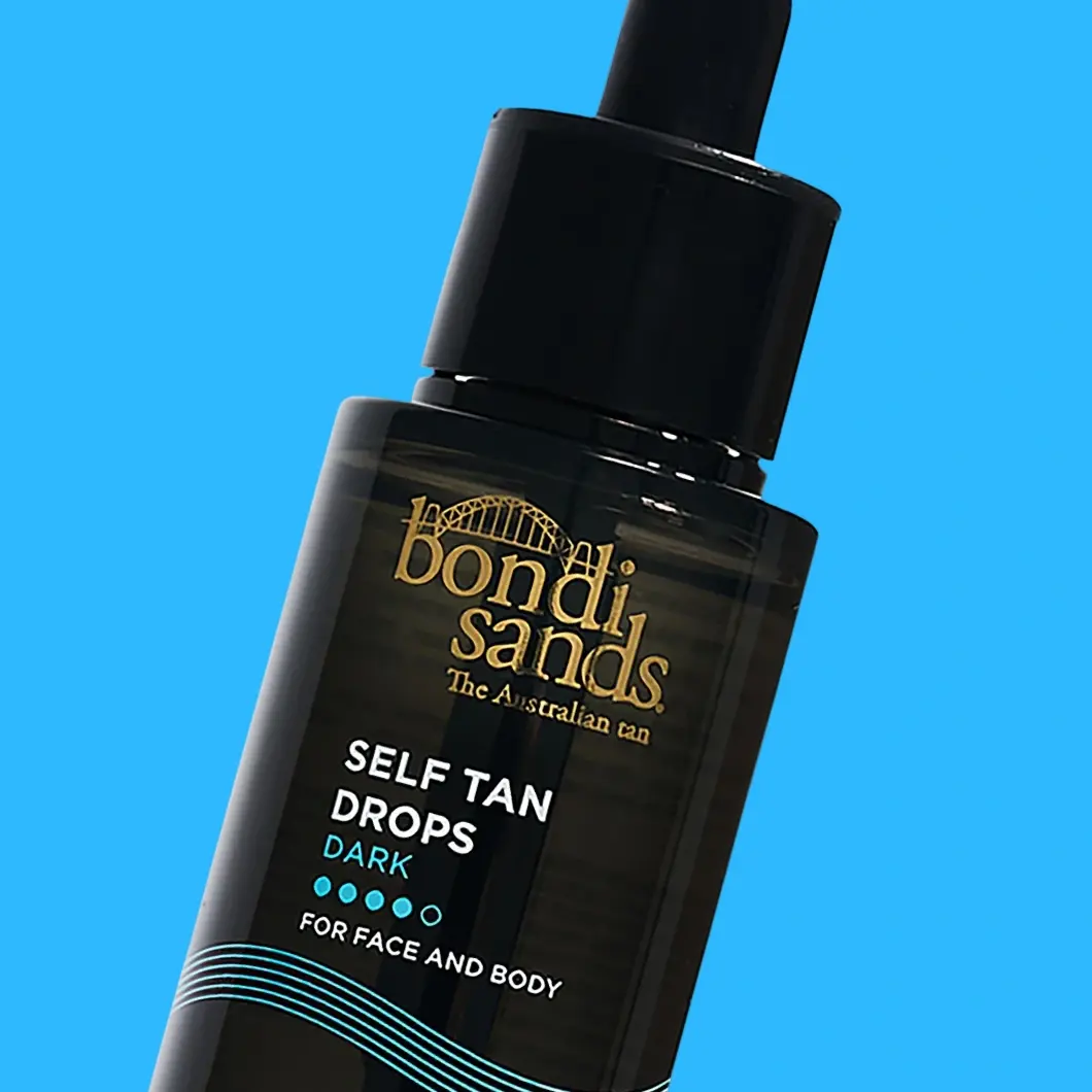 Bondi Sands Self Tan Drops Dark selvbruningstips med mørk nyanse for ansikt og kropp.