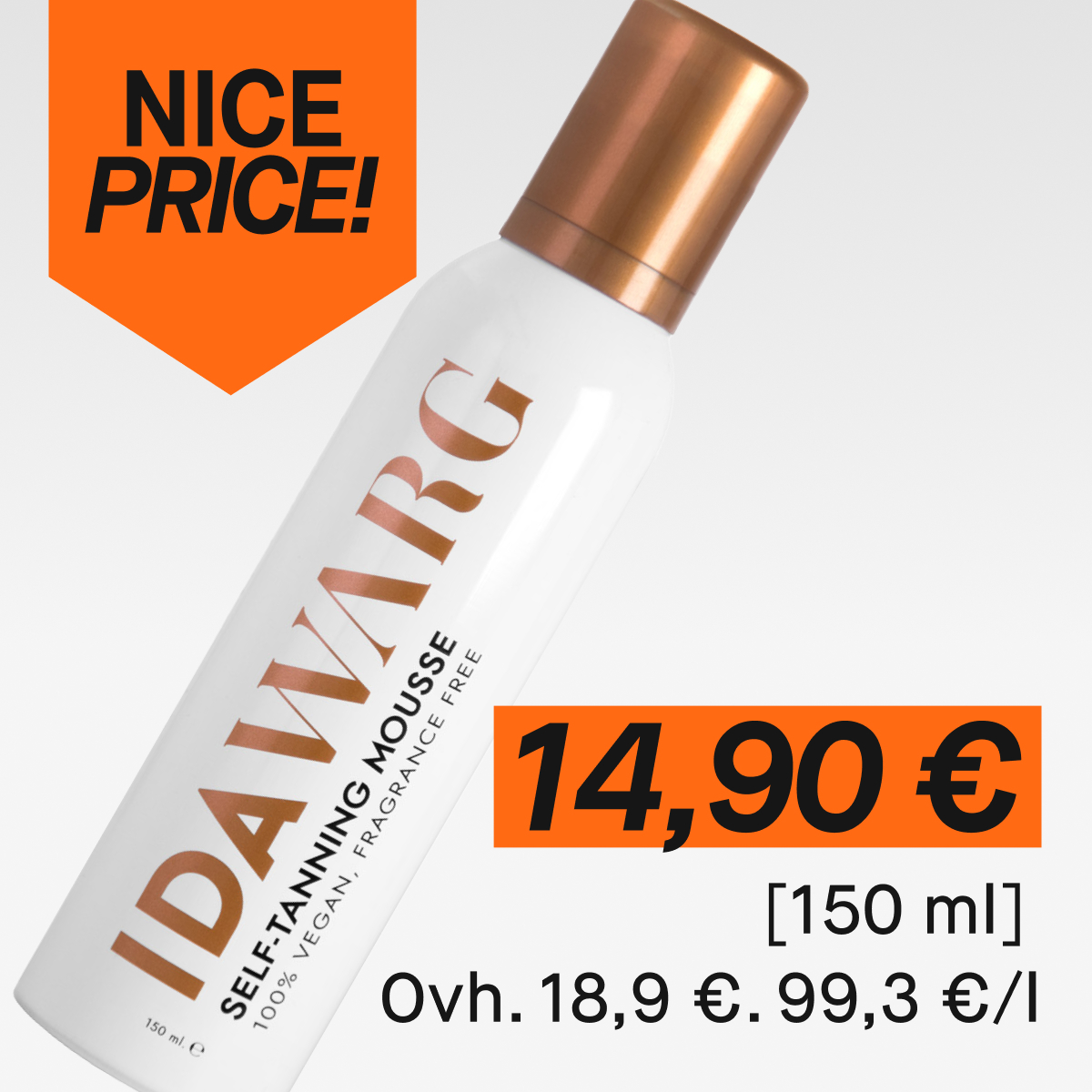 IDA WARG Self-Tanning Mousse -itseruskettava vaahto 150 ml. Nice Price -tarjous, hinta 14,90 €.