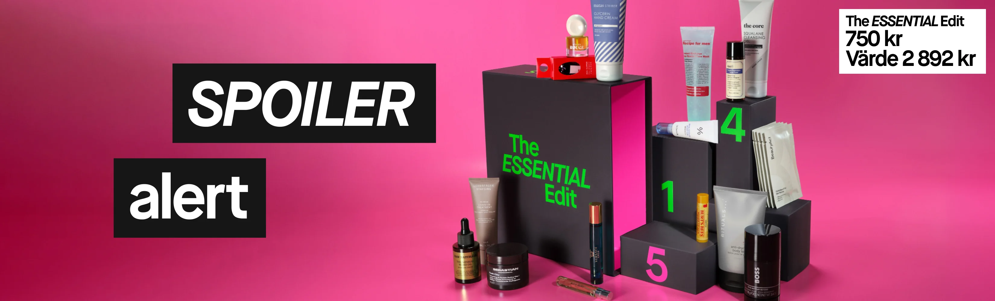 Spoiler alert: Innehållet i The Essential Edit-lådan. Pris 750 kr, värde 2892 kr.